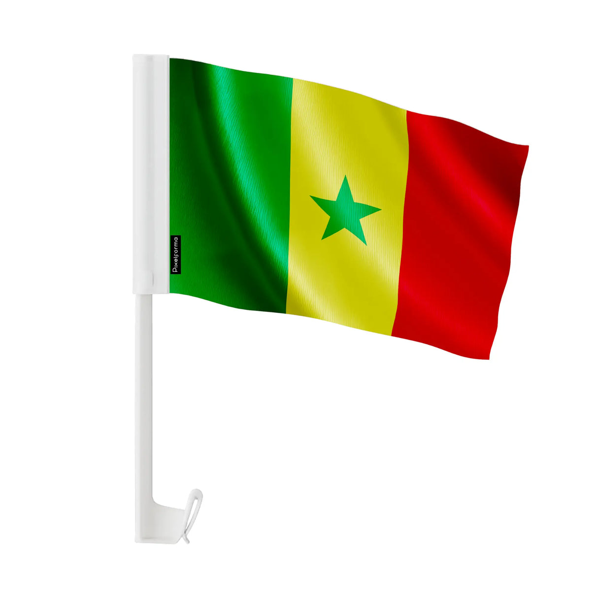 Drapeau voiture sénégal polyester fixation fenêtre robuste
