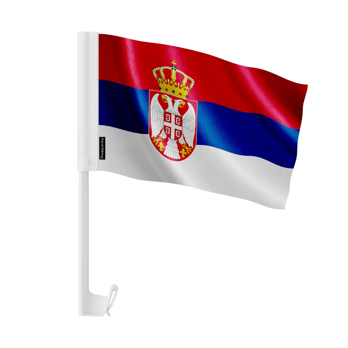 Drapeau voiture serbie en polyester fixation sur fenêtre