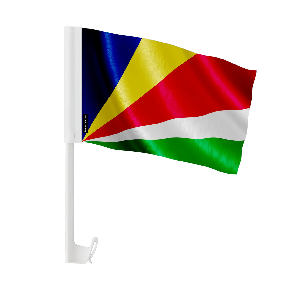Drapeau voiture seychelles en polyester fixation fenêtre