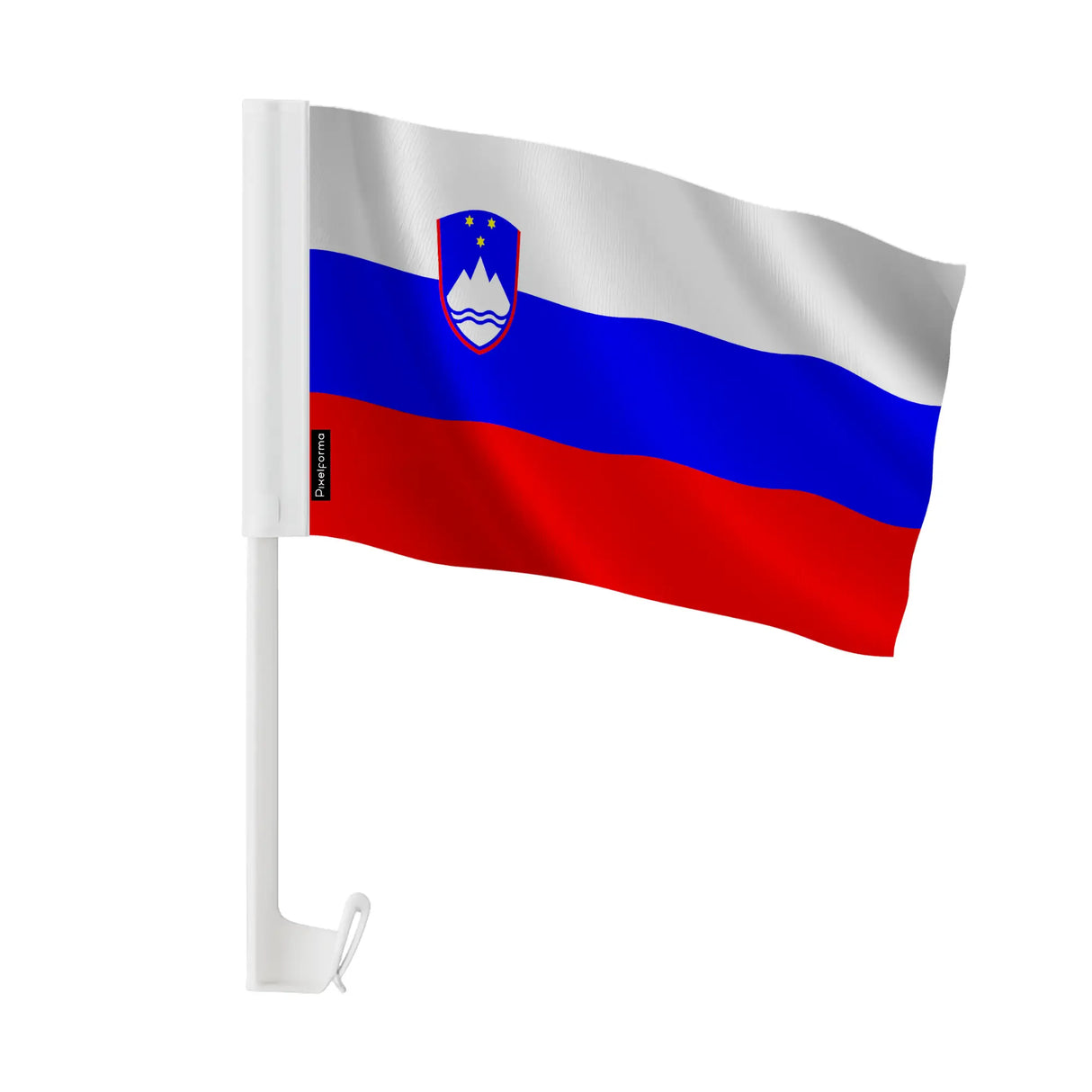 Drapeau voiture slovénie polyester fixation sur fenêtre