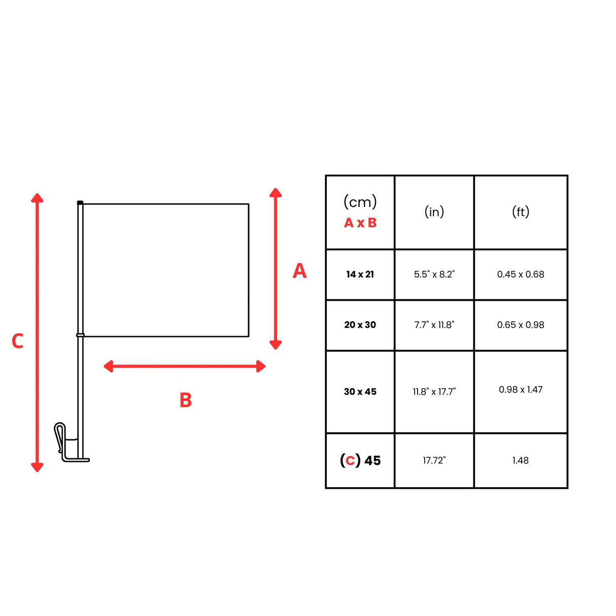 Drapeau voiture suède en polyester fixation fenêtre