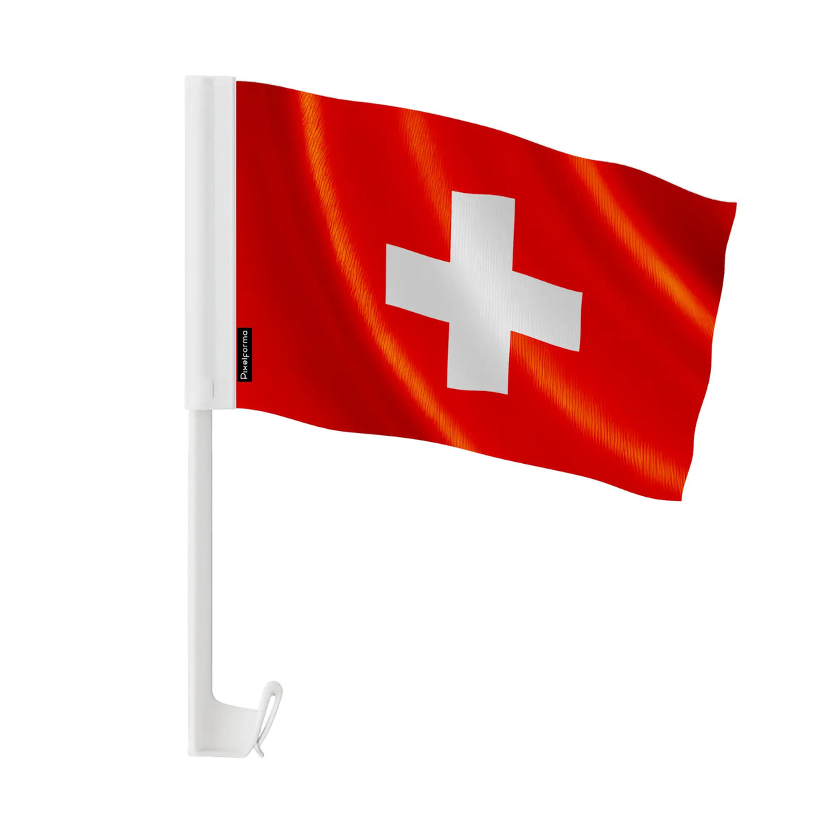Drapeau voiture suisse polyester fixation fenêtre résistante
