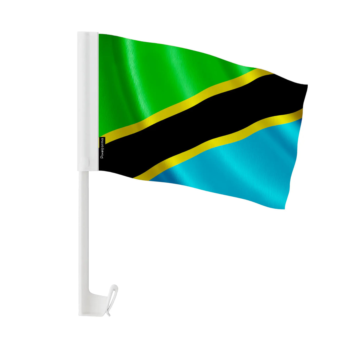 Drapeau voiture tanzanie polyester fixation sur fenêtre