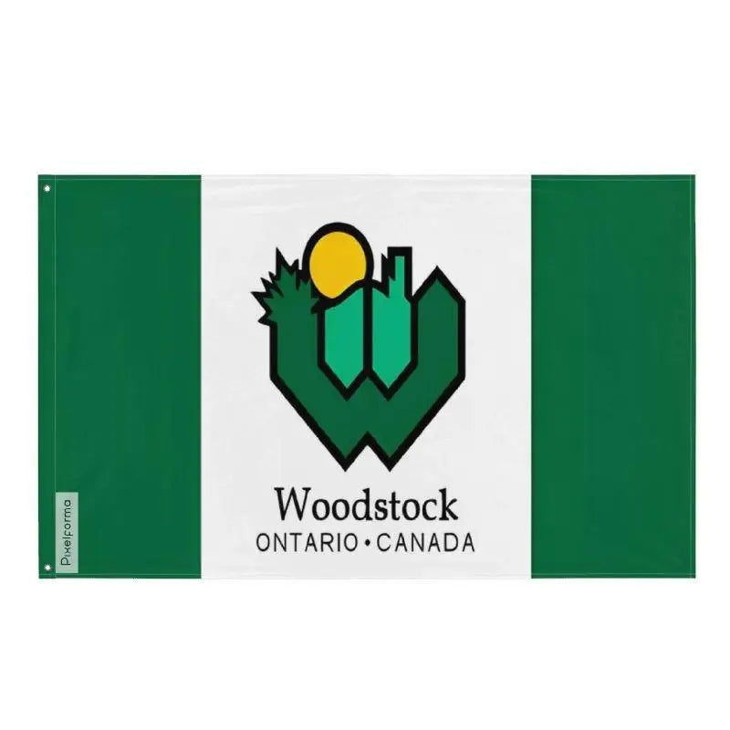 Drapeau woodstock polyester résistant œillets à gauche