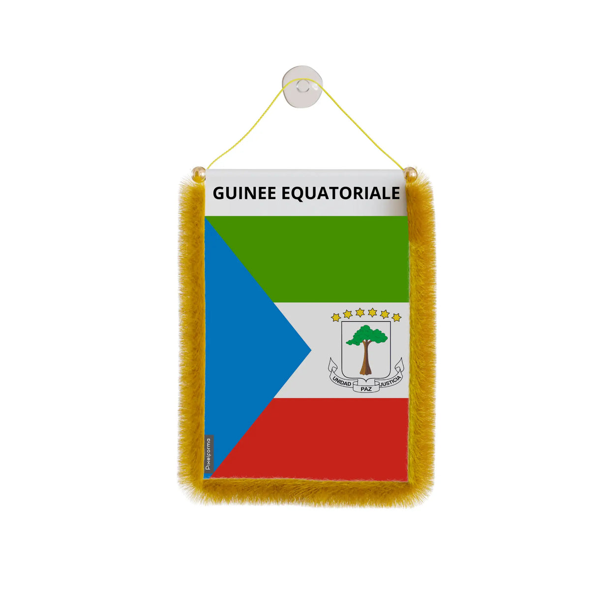 Fanion de voiture guinee equatoriale polyester à suspendre
