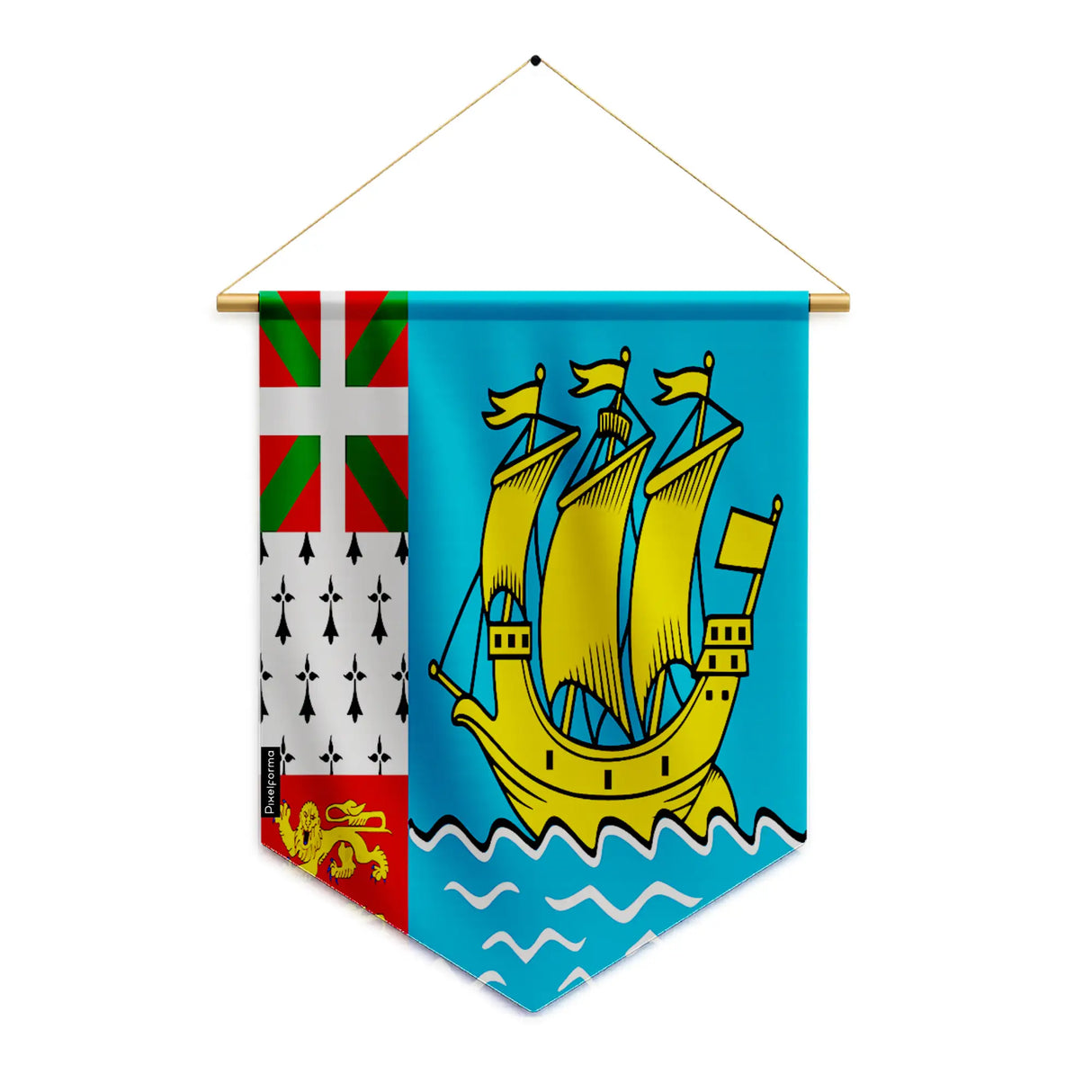Fanion saint-pierre-et-miquelon polyester couleurs éclatantes