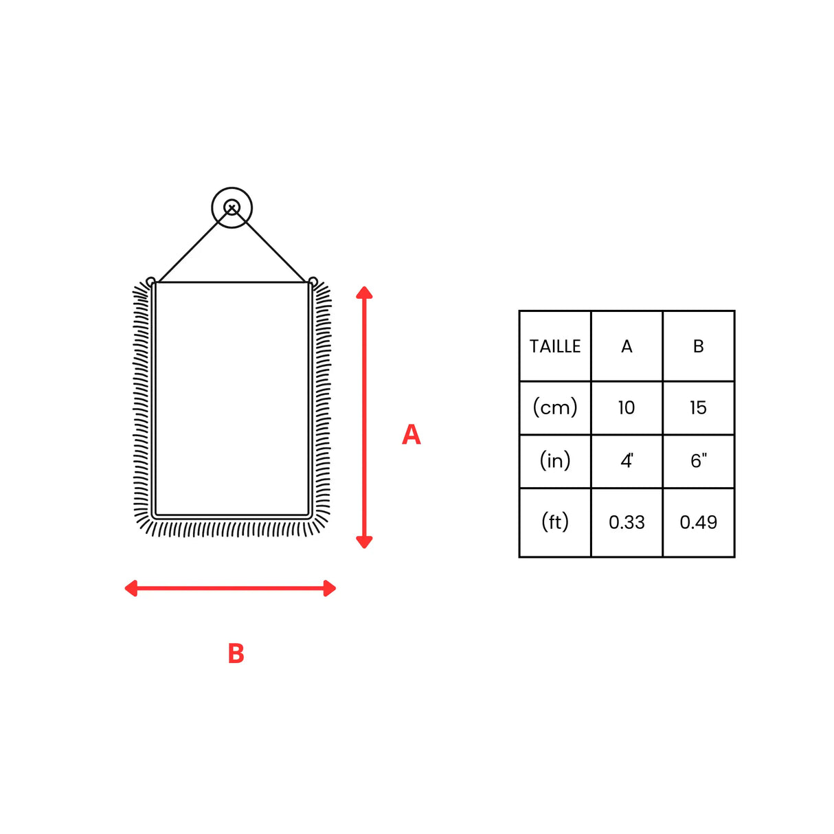 Fanion voiture drapeau tunisie polyester à suspendre élégant