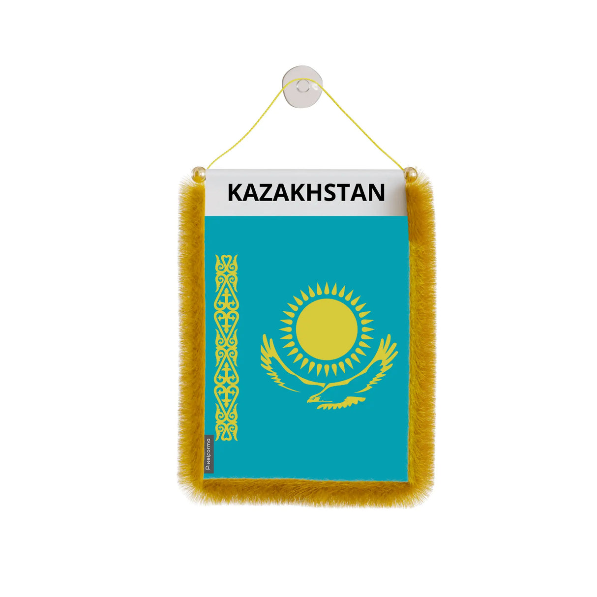 Fanion voiture kazakhstan en polyester à suspendre élégant