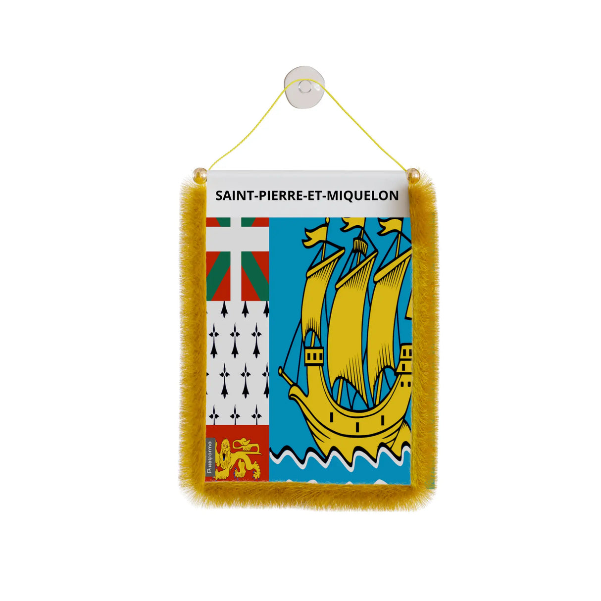 Fanion voiture saint-pierre-et-miquelon polyester à suspendre