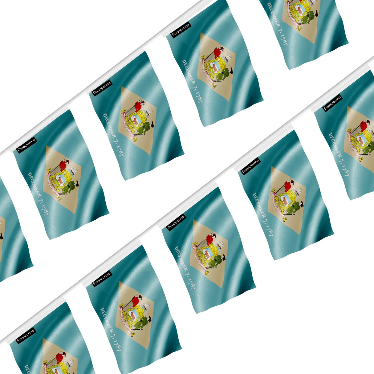 Guirlande drapeau delaware en polyester résistant à accrocher