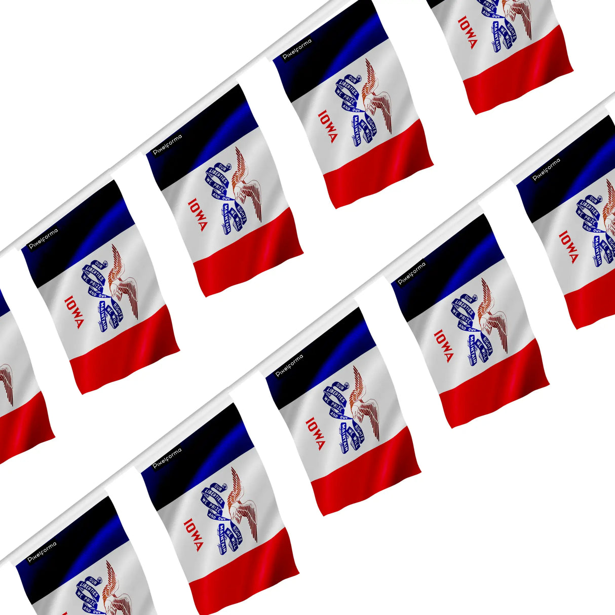 Guirlande drapeau iowa en polyester résistant à accrocher