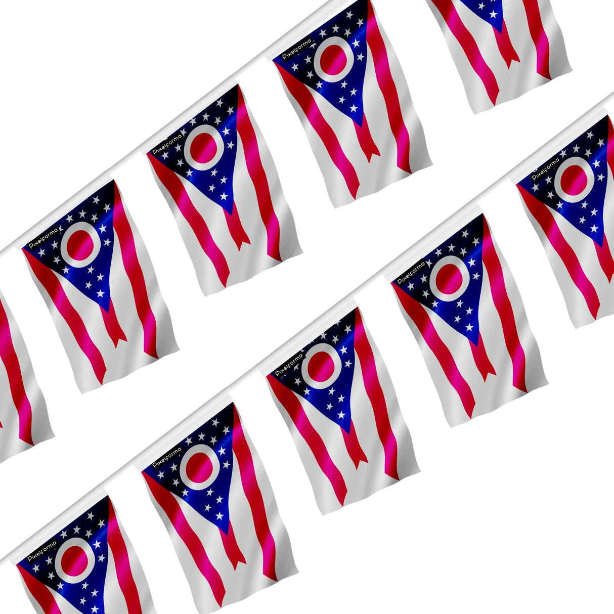 Guirlande drapeau ohio en polyester résistant à accrocher