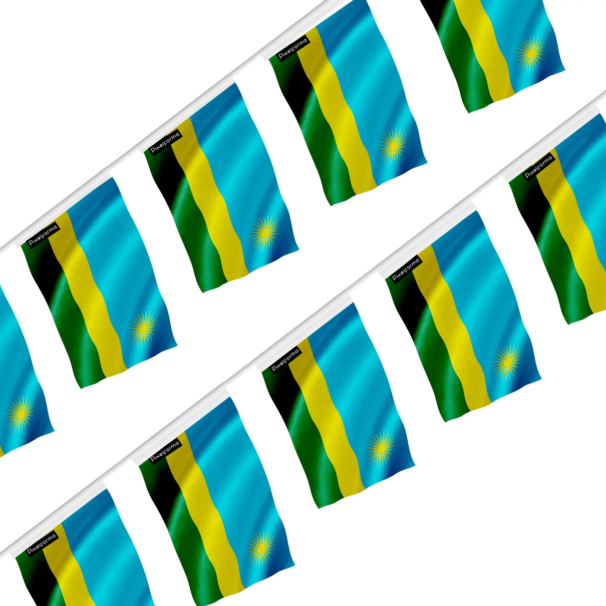 Guirlande drapeau rwanda en polyester à accrocher festive