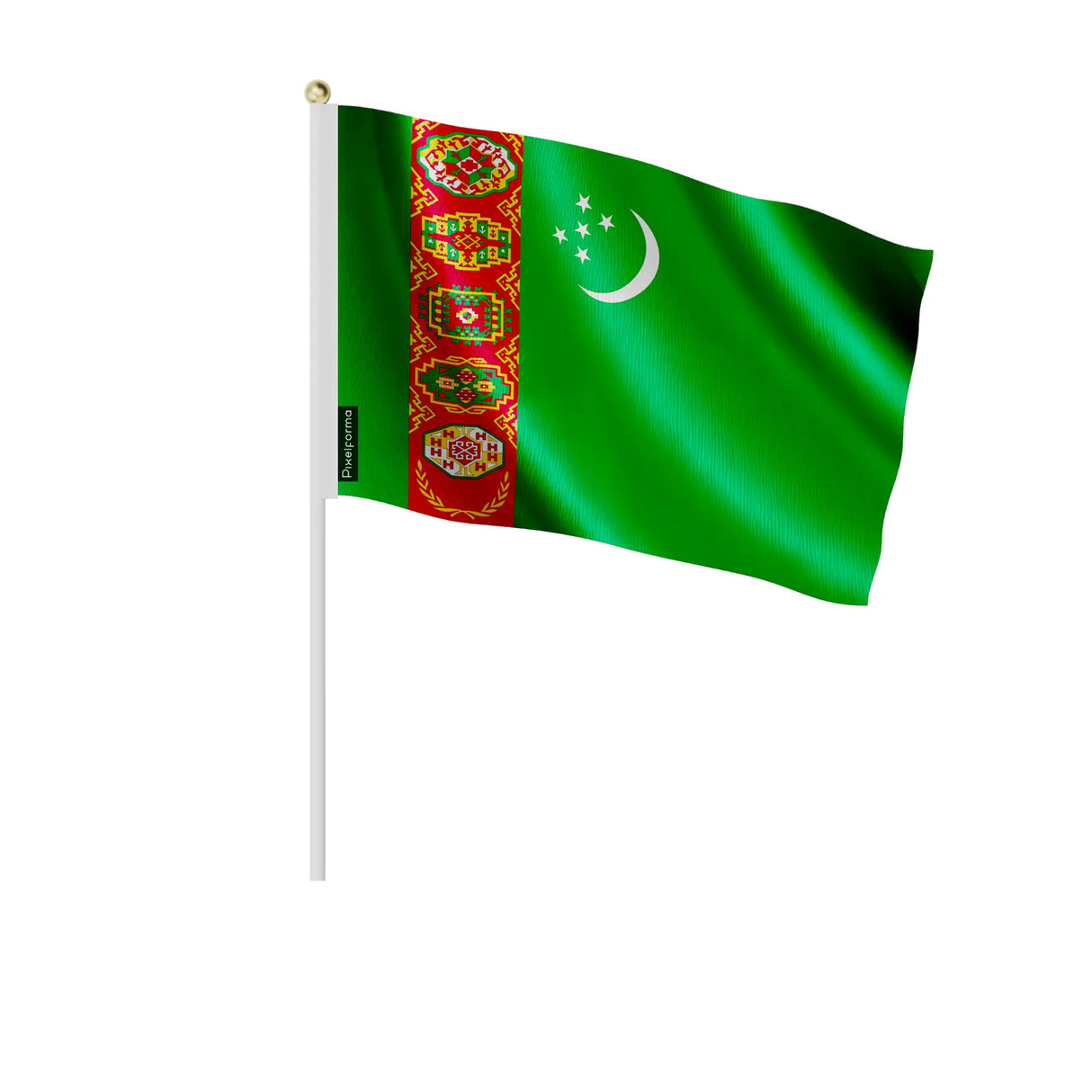 Lot mini drapeau turkménistan polyester à tenir main