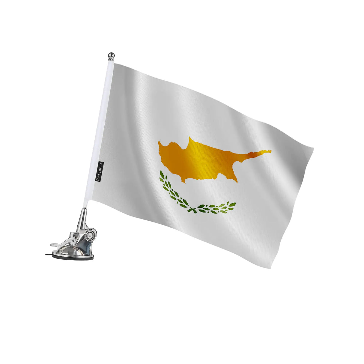 Mât à ventouse drapeau chypre polyester acier inoxydable