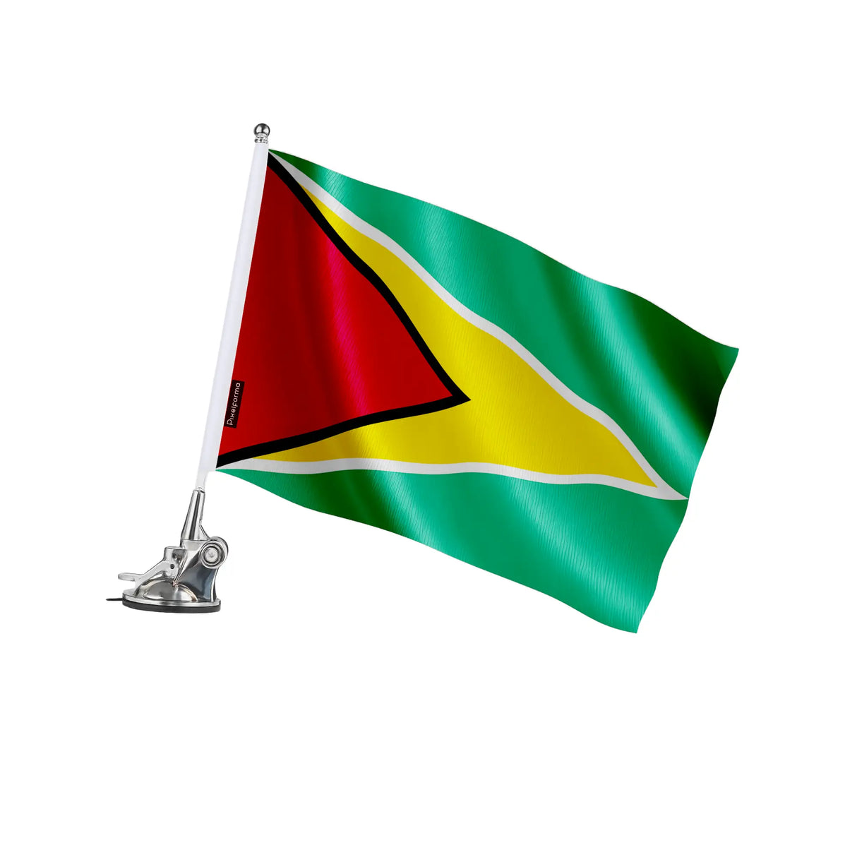 Mât à ventouse drapeau guyana polyester acier inoxydable