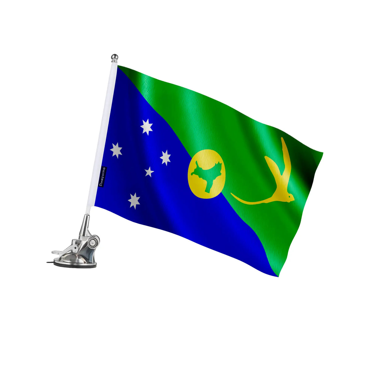 Mât à ventouse drapeau île christmas polyester inoxydable