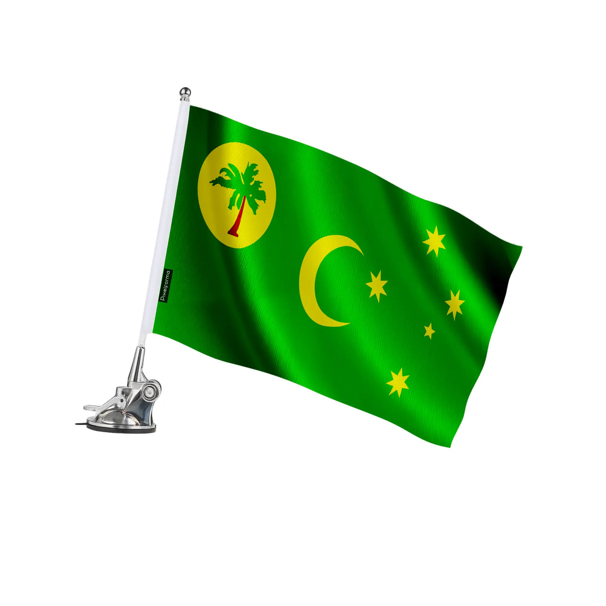 Mât à ventouse drapeau îles cocos polyester inoxydable