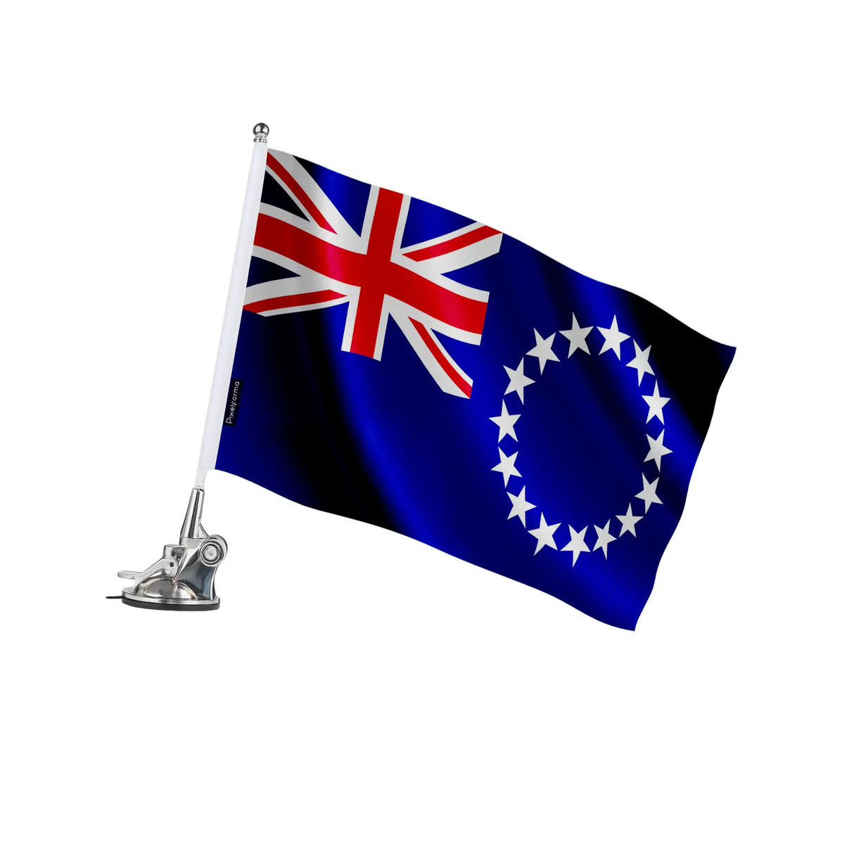 Mât à ventouse drapeau îles cook polyester inoxydable