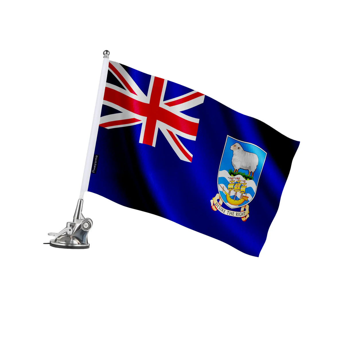 Mât à ventouse drapeau îles malouines polyester acier