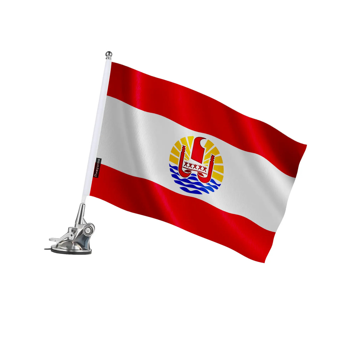 Mât à ventouse drapeau polynésie française polyester acier