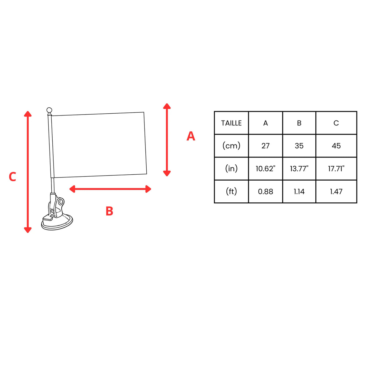 Mât à ventouse république arabe sahraouie polyester inox