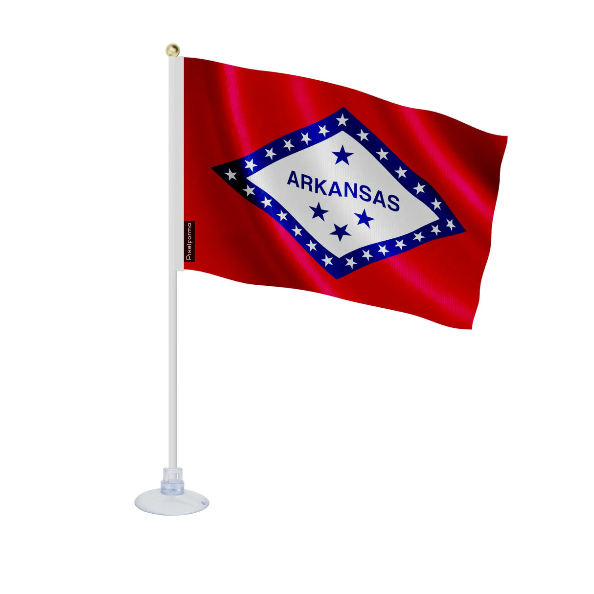 Mini drapeau arkansas en polyester avec ventouse pratique