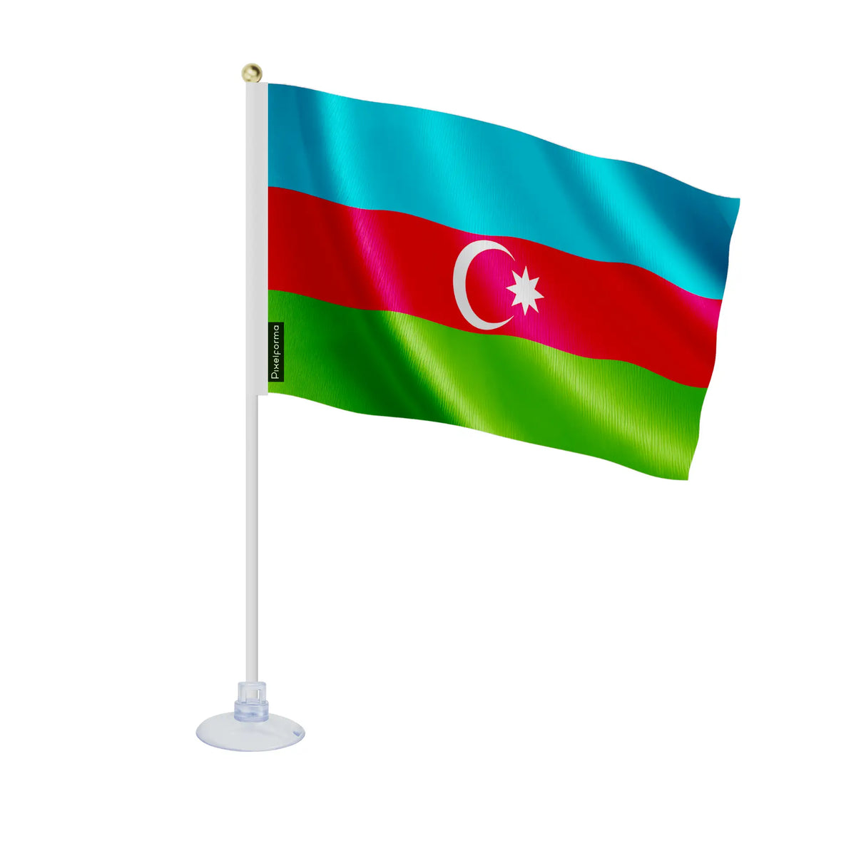 Mini drapeau azerbaïdjan en polyester avec ventouse