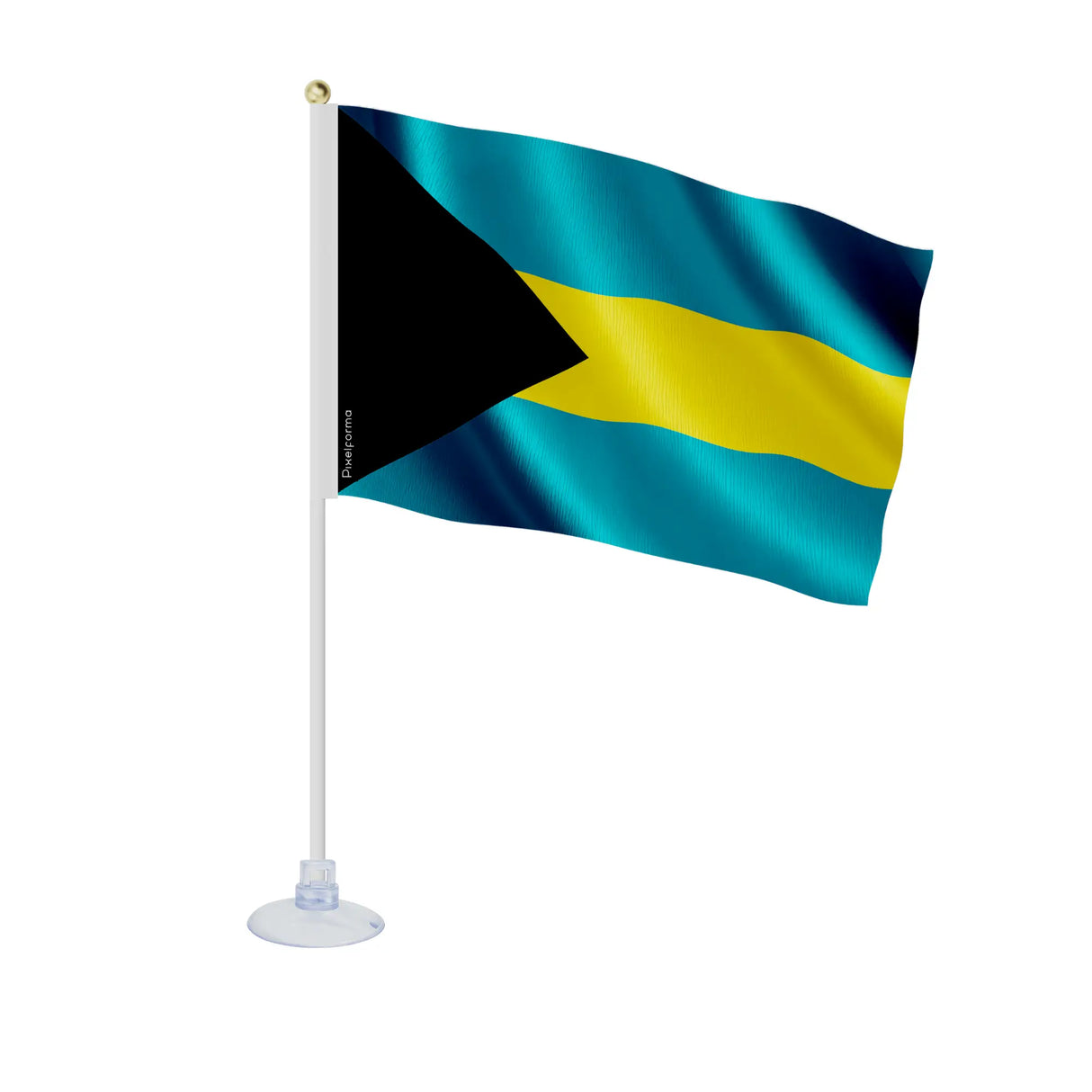 Mini drapeau bahamas en polyester avec ventouse pratique