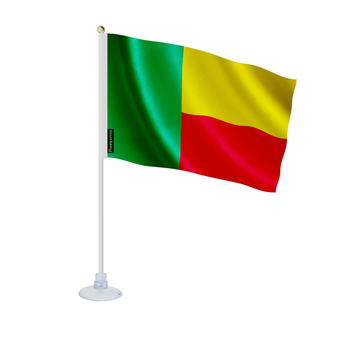 Mini drapeau bénin en polyester avec ventouse résistante