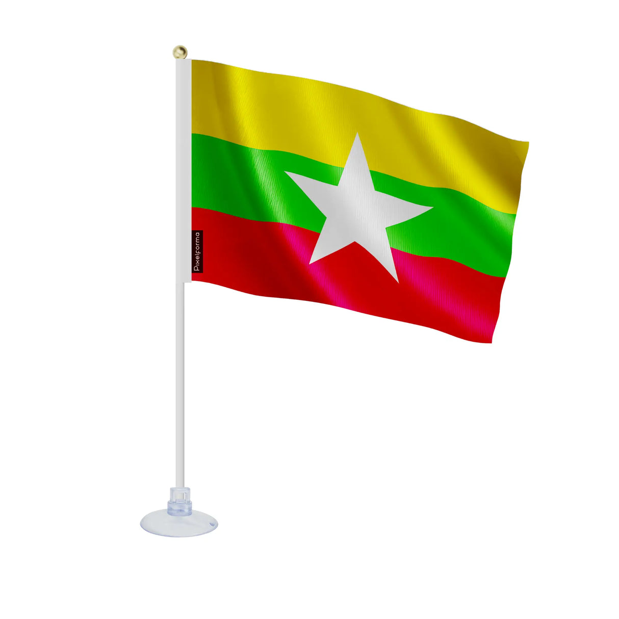 Mini drapeau birmanie en polyester avec ventouse