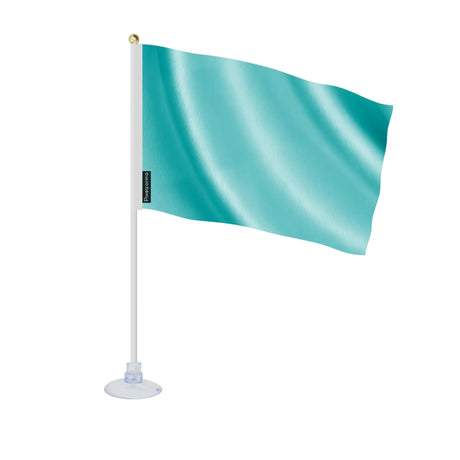 Mini drapeau bleu turquoise clair polyester avec ventouse