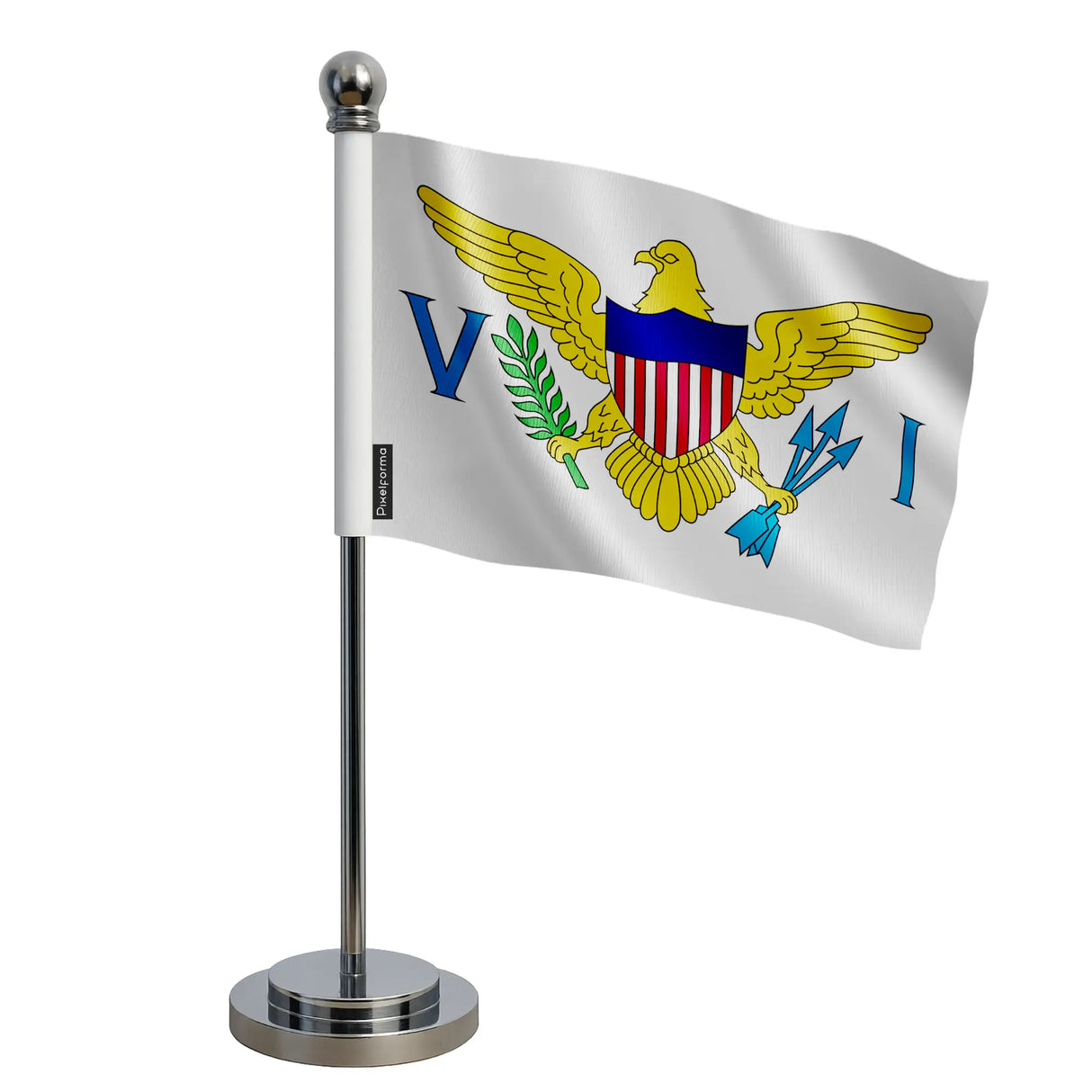 Mini drapeau bureau îles vierges polyester socle acier