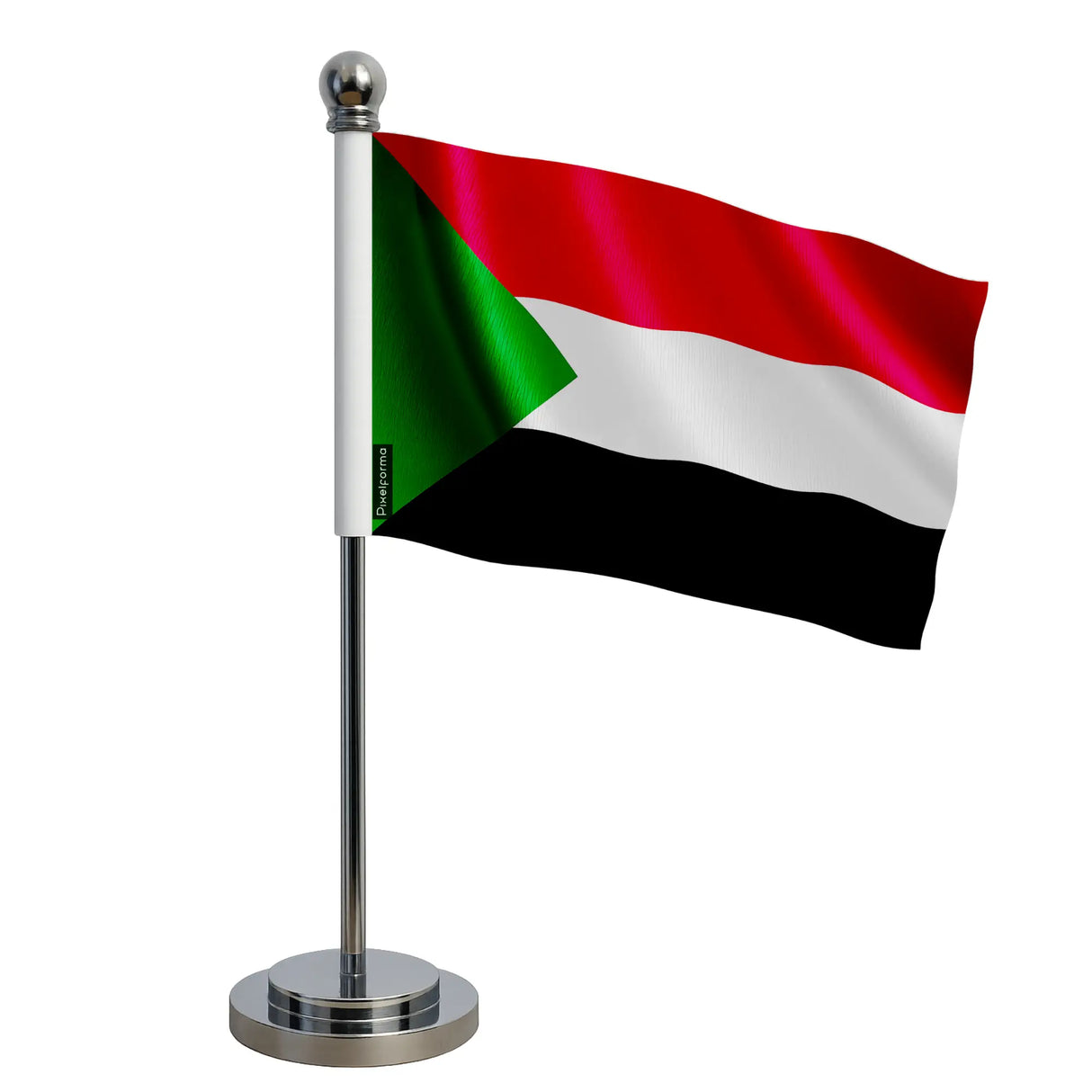 Mini drapeau bureau soudan polyester socle en acier inoxydable