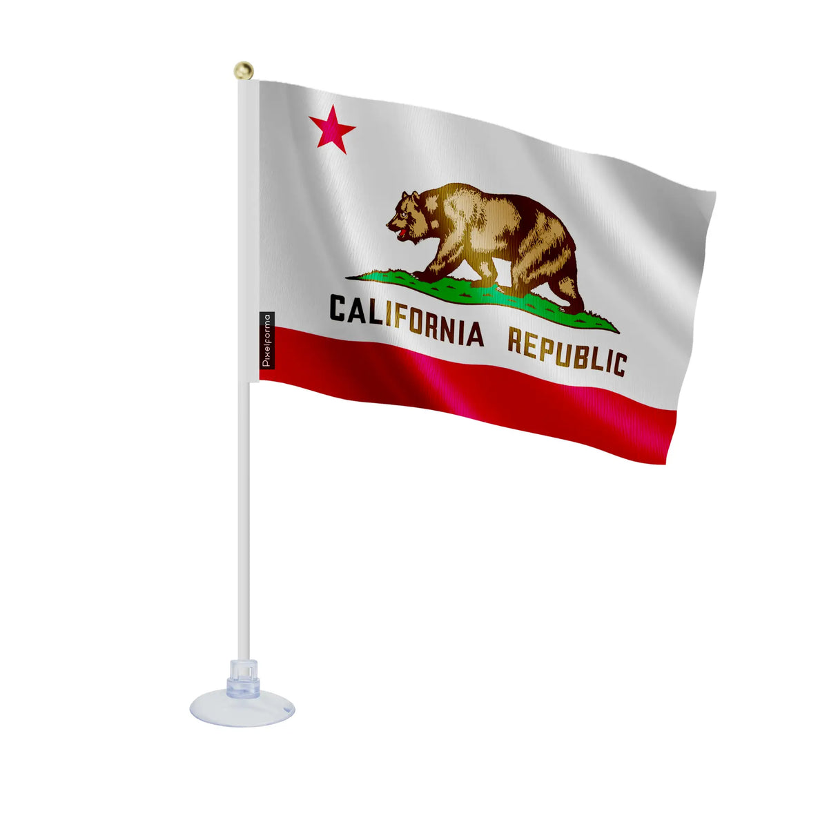 Mini drapeau californie polyester avec ventouse pour surface lisse