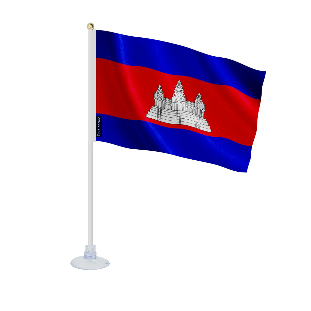 Mini drapeau cambodge en polyester avec ventouse pratique