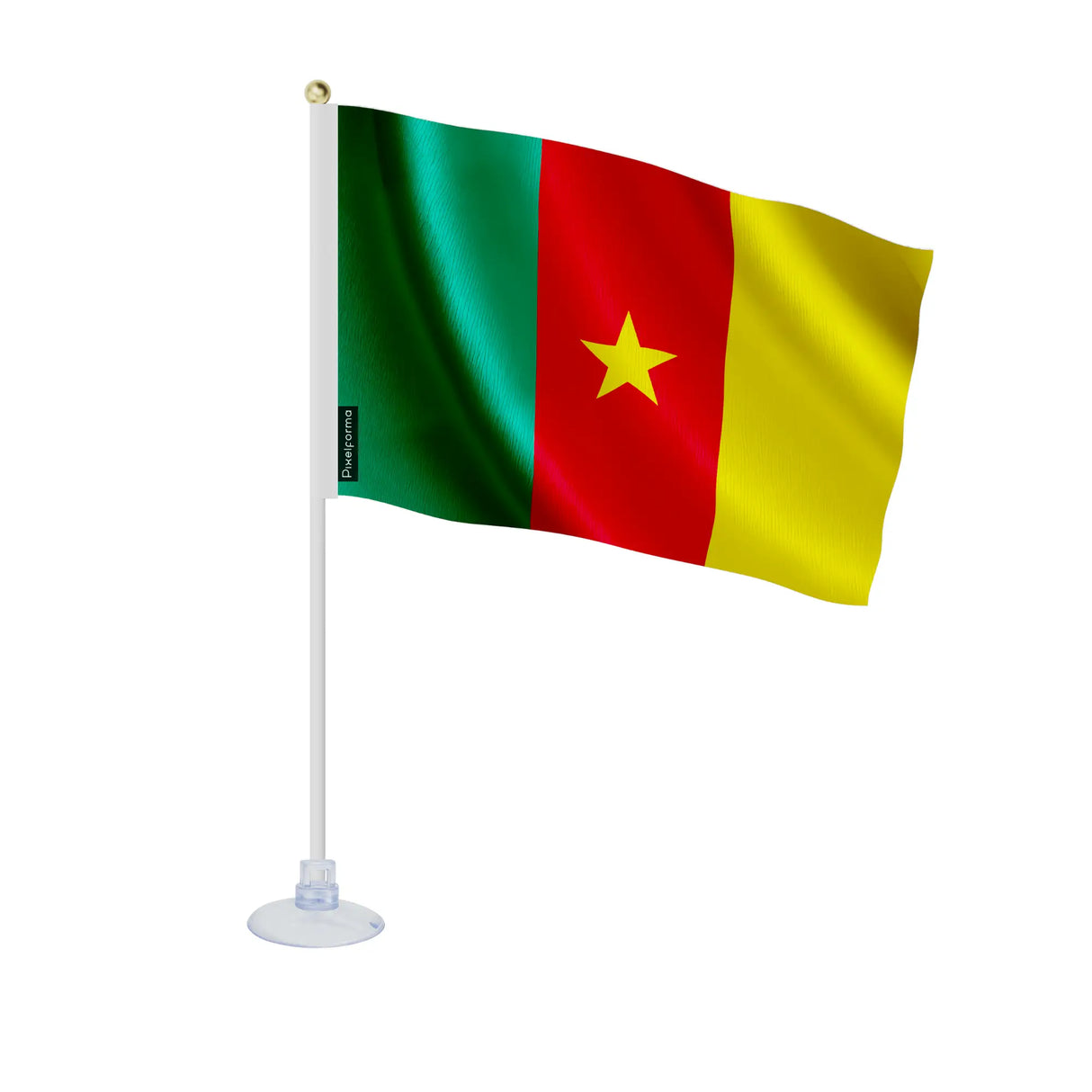 Mini drapeau cameroun en polyester avec ventouse pratique