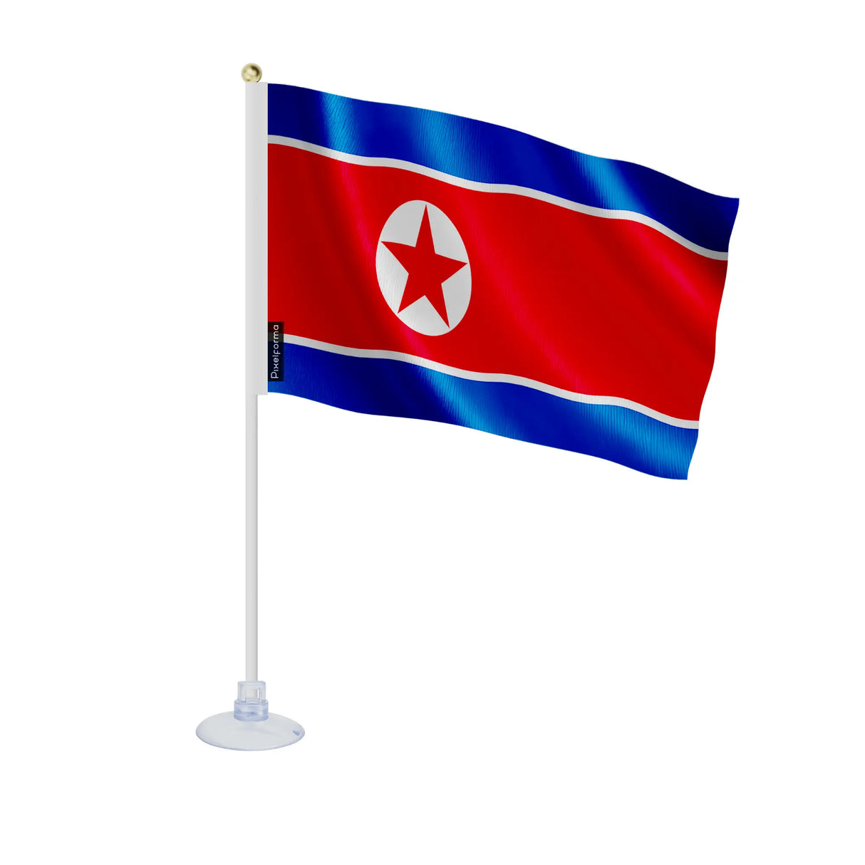 Mini drapeau corée du nord polyester avec ventouse