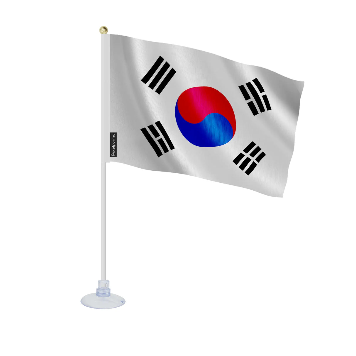Mini drapeau corée du sud polyester avec ventouse
