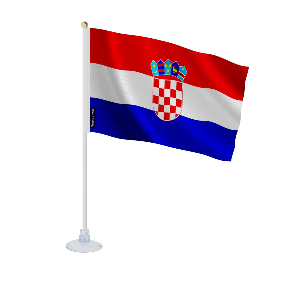 Mini drapeau croatie en polyester avec ventouse solide
