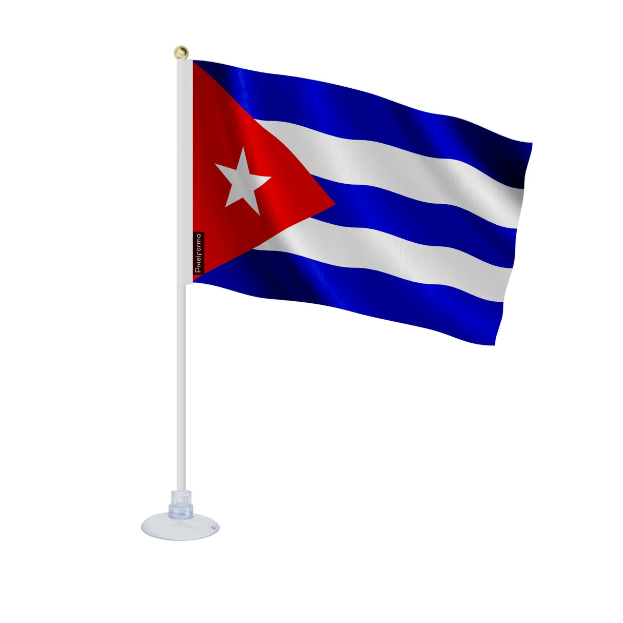 Mini drapeau cuba en polyester avec ventouse pour vitres
