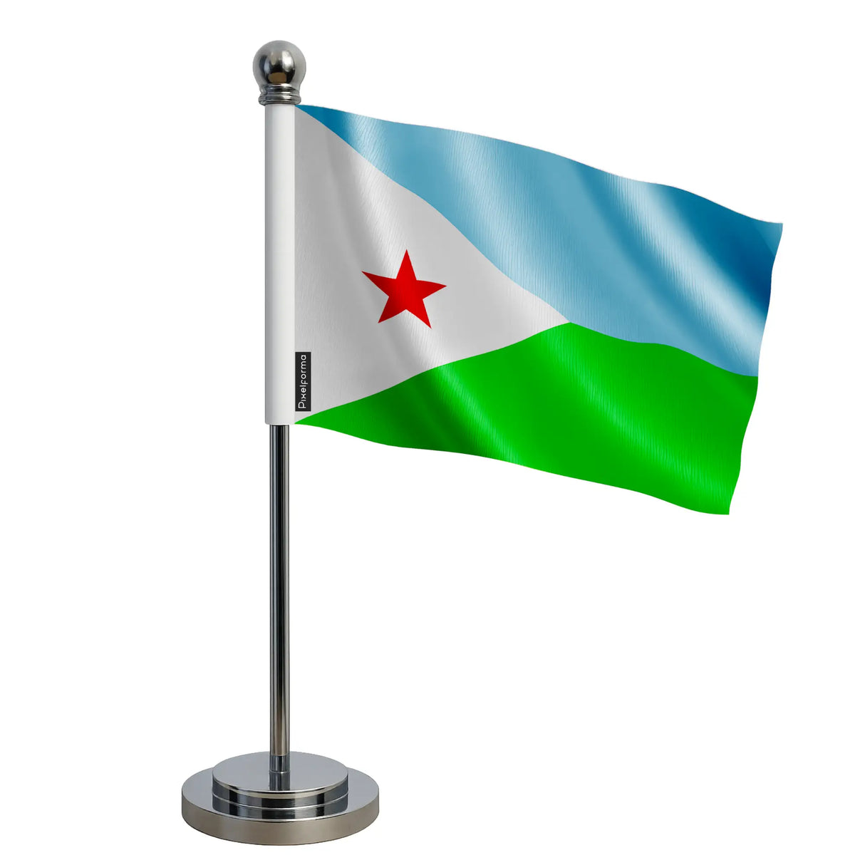 Mini drapeau djibouti polyester socle acier inoxydable