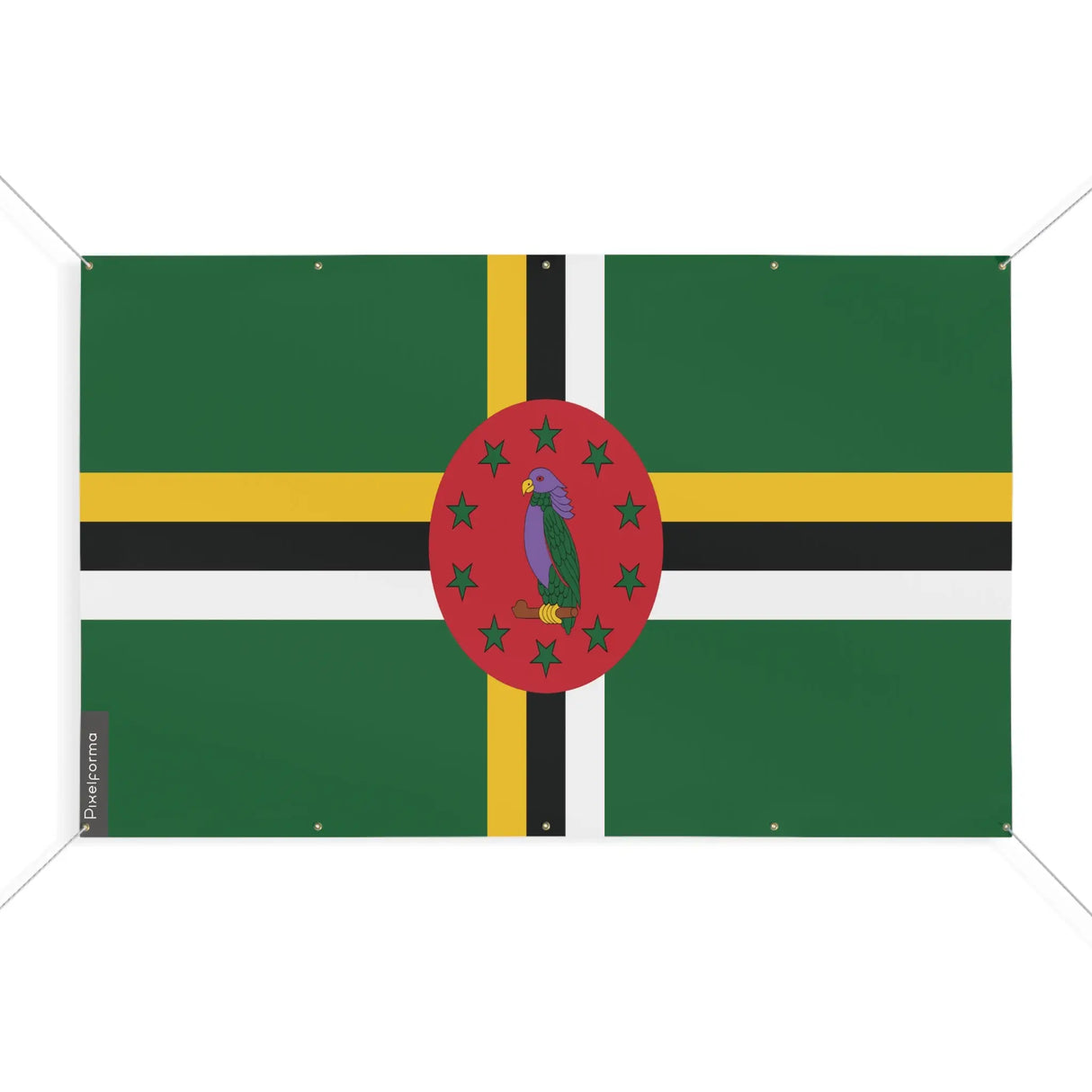 Mini drapeau dominique polyester résistant œillets robustes