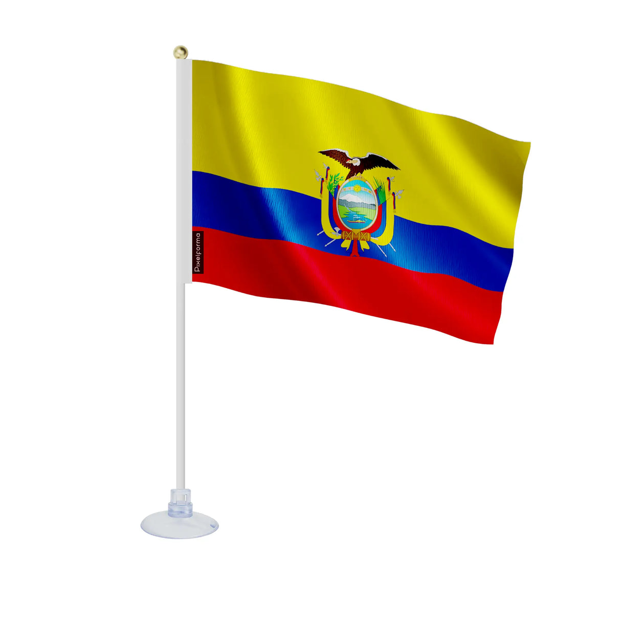 Mini drapeau équateur en polyester avec ventouse