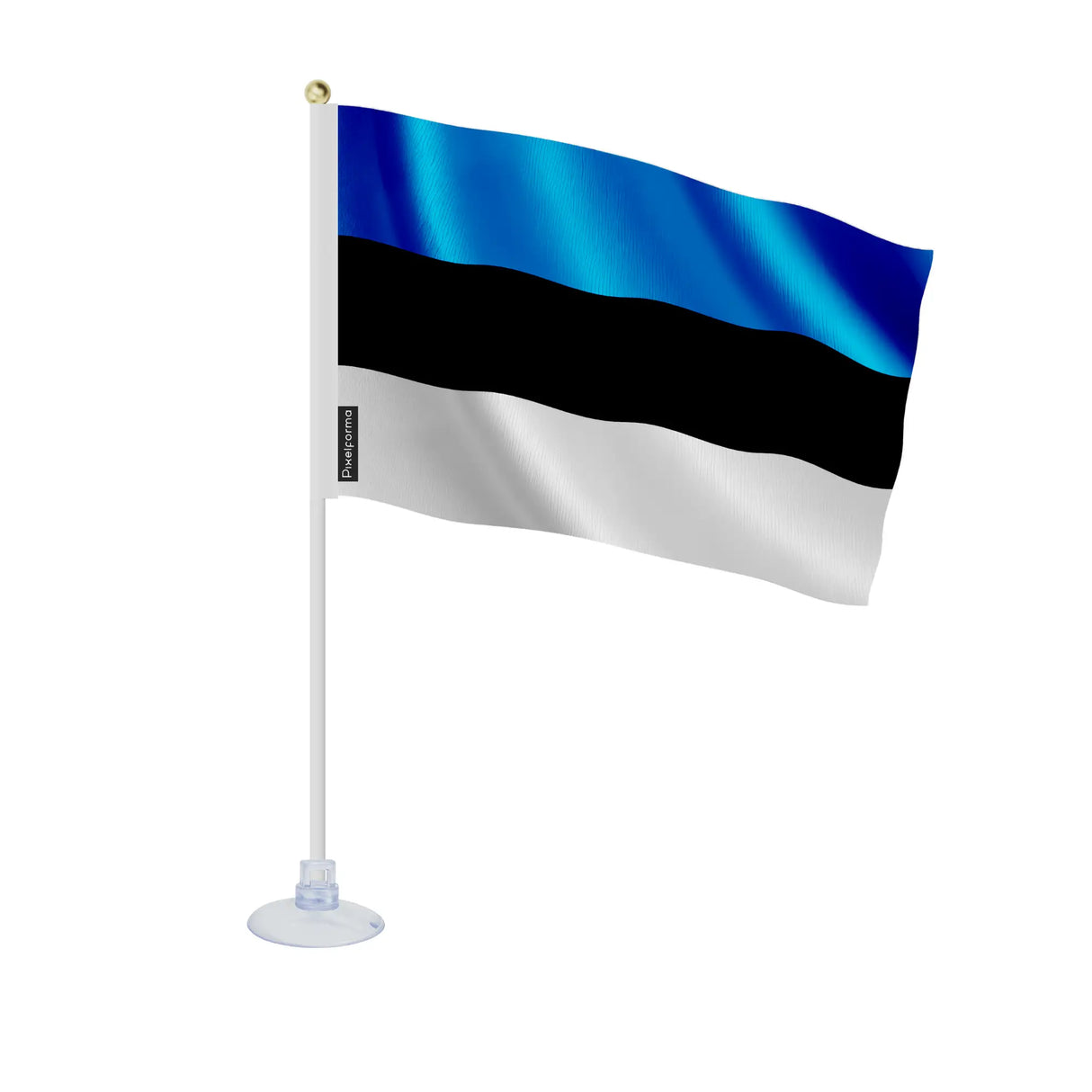 Mini drapeau estonie polyester avec ventouse pour surface lisse