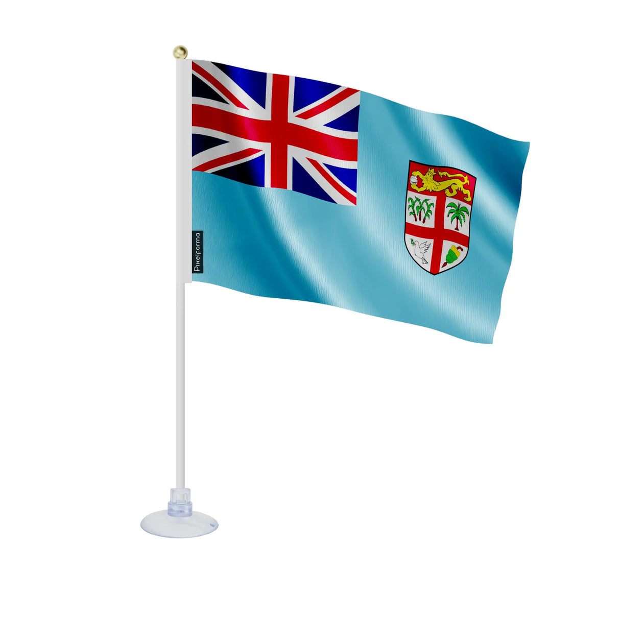 Mini drapeau fidji en polyester avec ventouse pratique