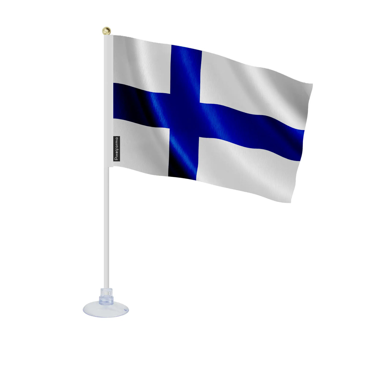 Mini drapeau finlande en polyester avec ventouse pratique