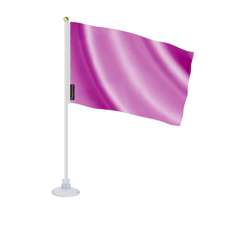 Mini drapeau france rose polyester avec ventouse surface lisse
