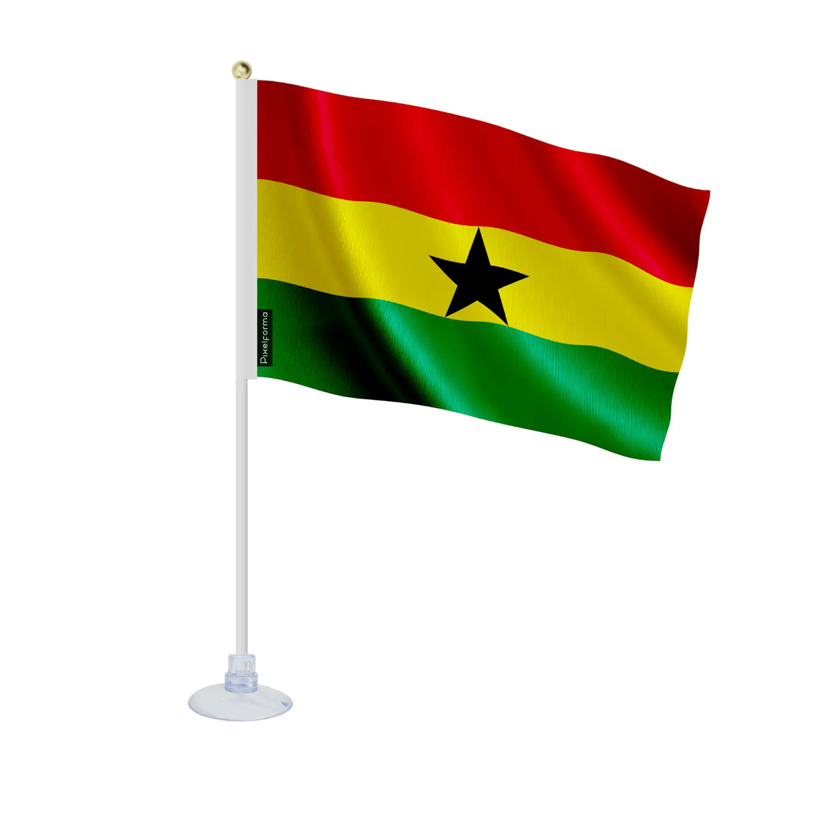 Mini drapeau ghana en polyester avec ventouse pratique