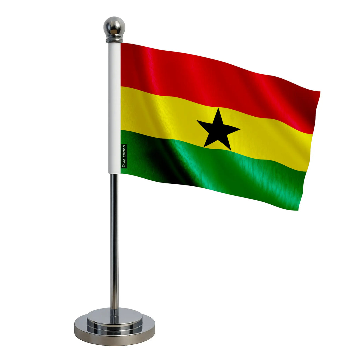 Mini drapeau ghana polyester socle acier inoxydable bureau